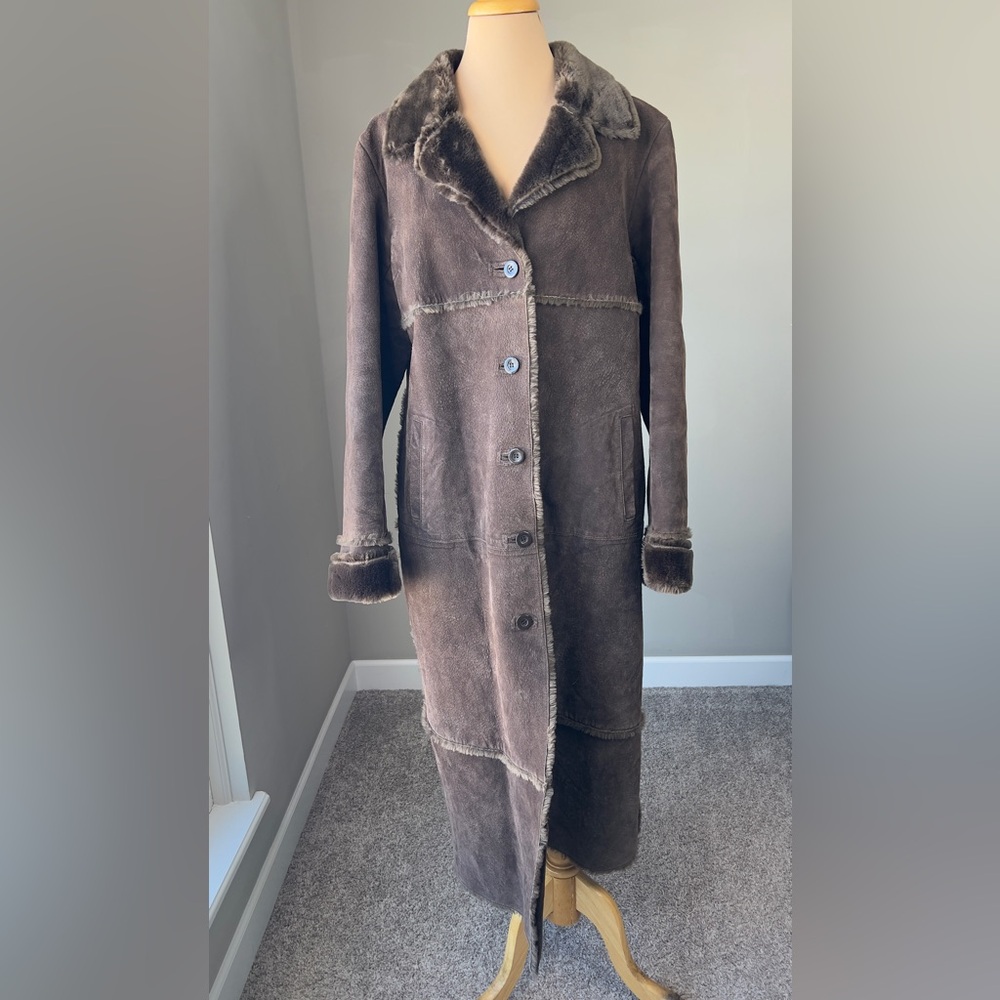 Vintage Penny Lane Afghan Shearling Brown Suede Leather Coat M